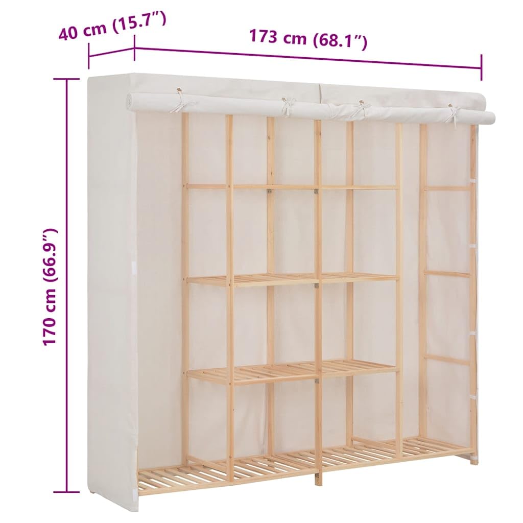 vidaXL Kleiderschrank Weiß 173 x 40 x 170 cm Stoff
