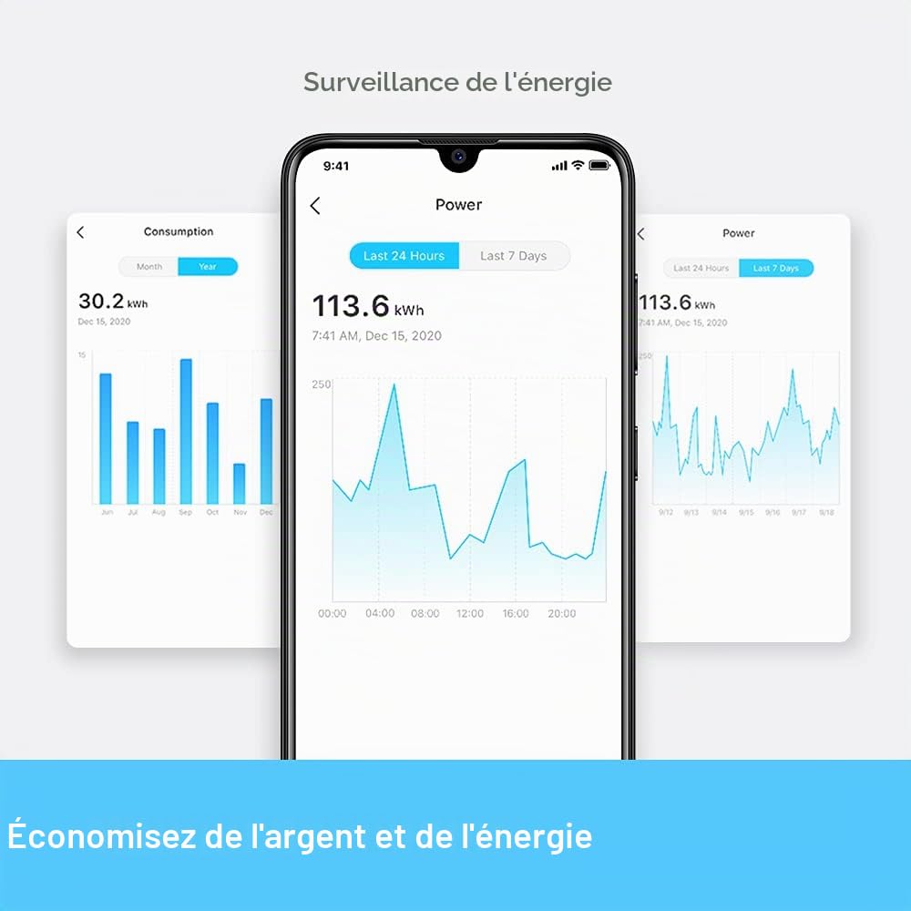 Tapo Lot de 4 prises intelligentes P110 avec surveillance de l'énergie, max 16 A, fonctionne avec Alexa et Google Home, télécommande, partage d'appareils, prise Alexa, prises intelligentes, pas de hub