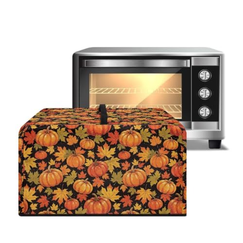 Image of Countertop Microwave Cover Stain-Resistant Convection Oven Cover Toaster Oven Protector for Home Autumn Decor, L, 20.9 x 15.7 x 12.4 Inches, Fall Leaf Pumpkin Orange