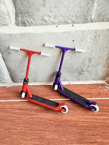 Image of LEEFAI Metal Finger Scooter- Alloy Pro Finger Stunt Scooter-(Red+Purple) | Alloy, Pro, Stunt, Solid Metal