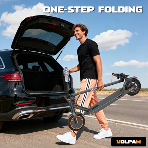 Image of VOLPAM Adult Electric Scooter, 350W /500WMotor, 8.5 inch /10 inch Solid Tires, 19 /22Mph, 32 /28 /23 /21 /18 /16Miles Max Range, Dual Braking