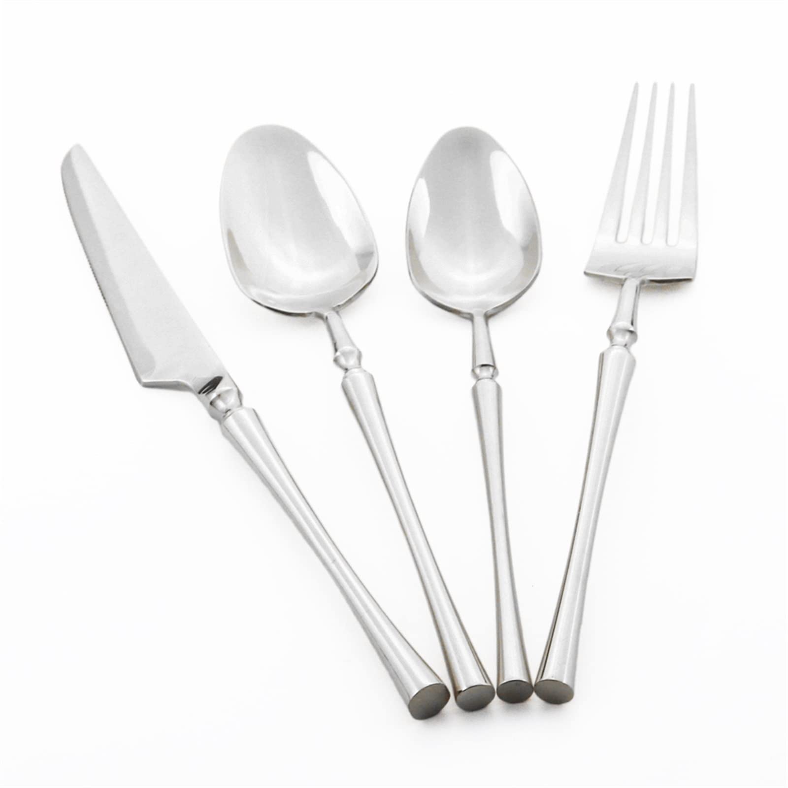 24 unids/set de vajilla negra, cubiertos de comida, mesa de acero inoxidable 304, tenedor de cena, cuchillo, juego de cuchara de café, juegos de vajilla de cocina for el hogar (Color : Black)