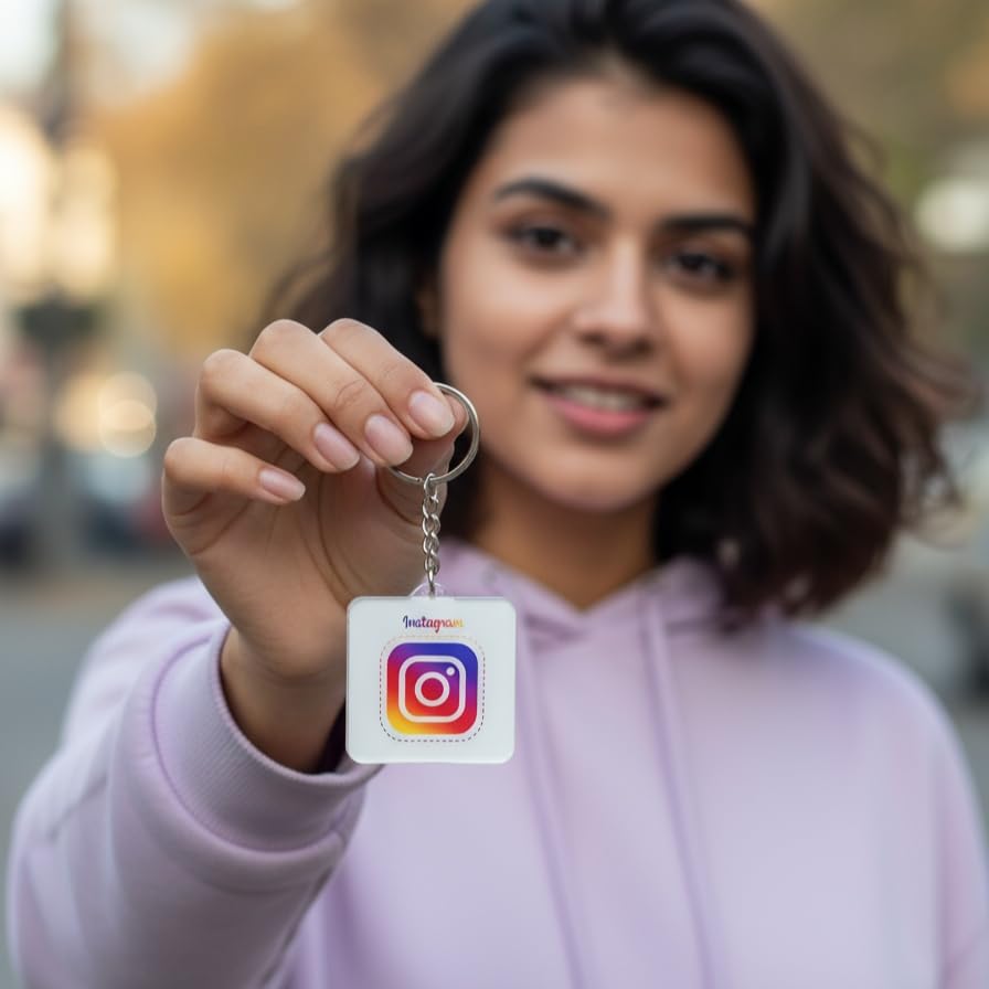 Image of Instagram NFC QR Code Keychain Tag, Tap or Scan to Open Profile, Change Link Anytime, Premium Acrylic 2 Inch, Key Ring Included, Works with iPhone and Android