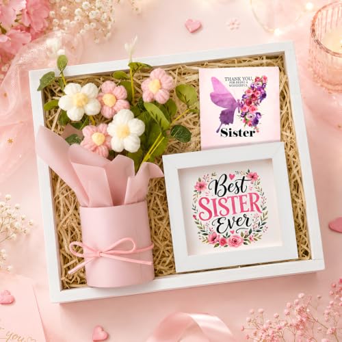 Image of TIED RIBBONS Rakhi Gift for Sister - Raksha Bandhan Return Gift for Girls Combo Artificial Crochet Flower Bouquet and Printed Frame and Greeting Card - Rakhi Gifts for Sister