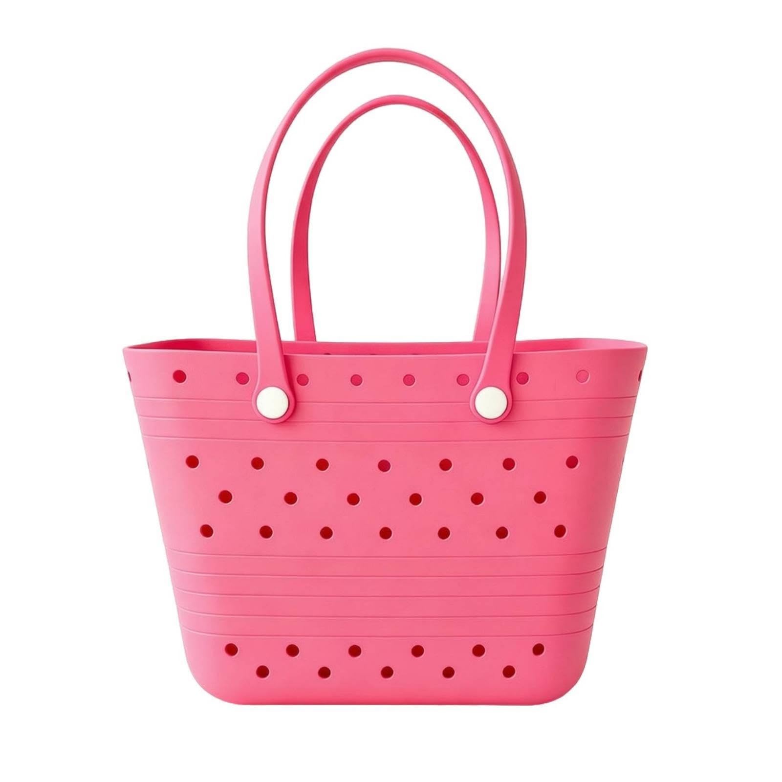 SNAPPSY Beach Tote Easy to Clean Tote Bag with Holes Lightweight for Women, Families, Pool, Boat, Travel Pink-picture-15