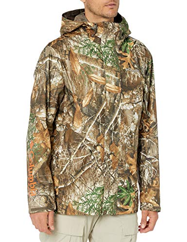 Columbia Men's PHG Camo Rain Jacket, Realtree Edge/Blaze, Medium