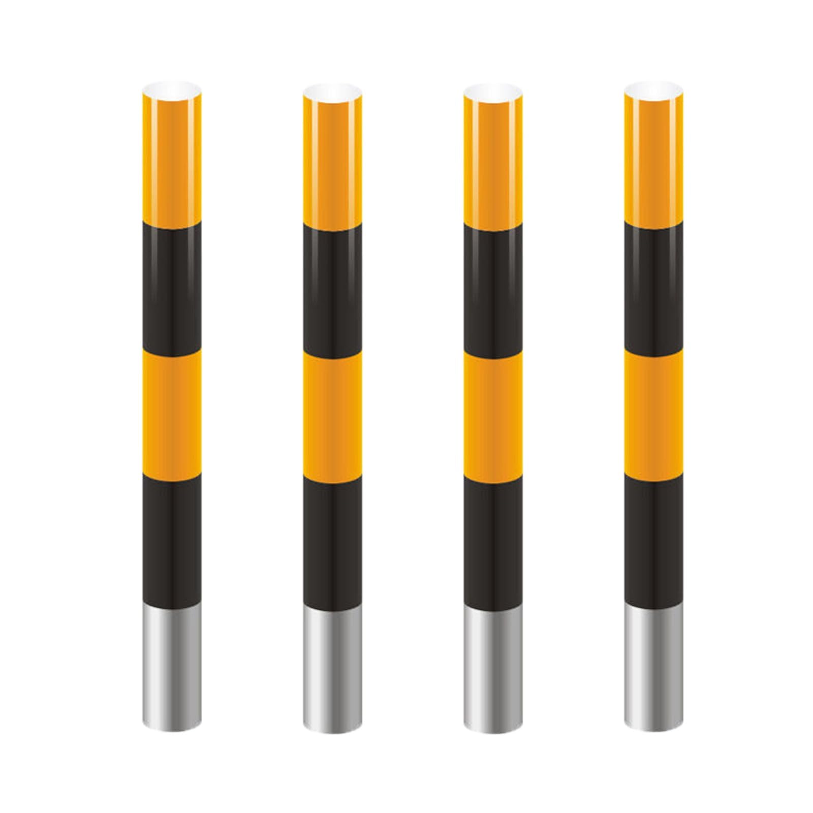 Vormontierter Sicherheitspoller, Verzinkter Stahlrohrpoller, Parkplatzpfosten, Straßenrohr Zur Verkehrsregelung, Für Baustellenabsperrungen(Yellow-4pc,7.6 * 100cm/3 * 39.4in)