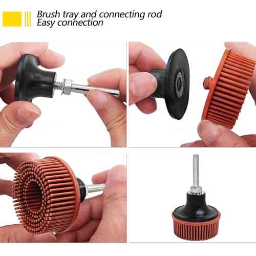 Image of Tools 2 Inch Bristle Disc Bristle Disc Grade - 220# Grit Abrasive Coating Removal Disc for Metal with 6mm Shank Attachment 1set