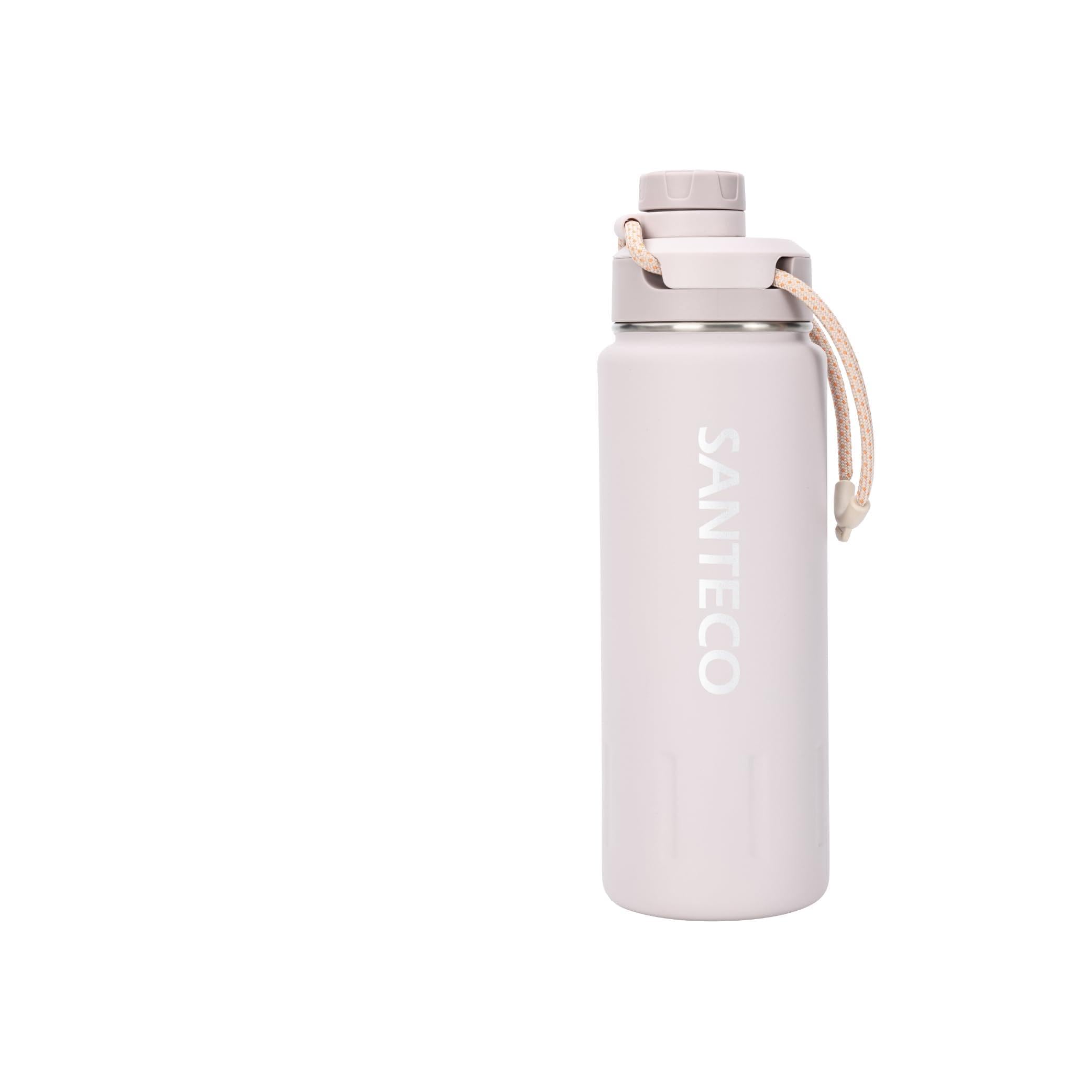 SANTECO 750ml Edelstahl Thermosflasche, 2-in-1 Trinkdesign,