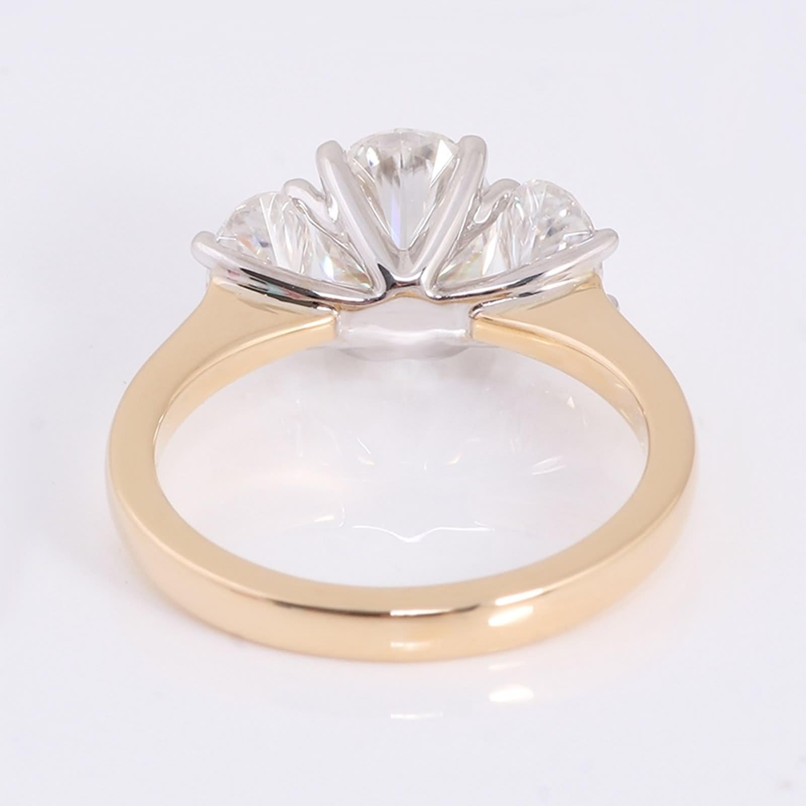Anillo Knuckle, anillos de joyería con 3 moissanitas ovaladas de oro amarillo de 2 quilates Regalos divertidos
