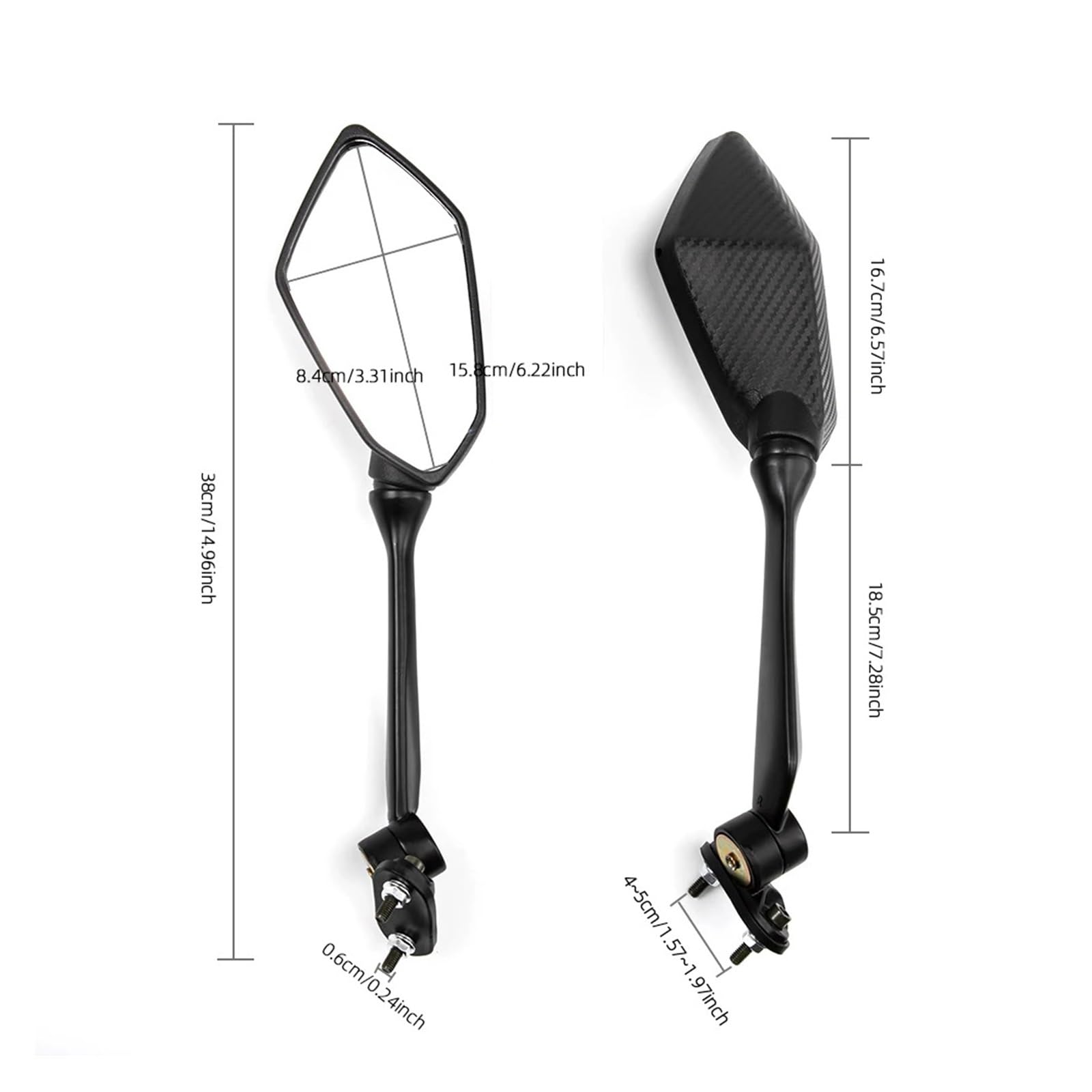 Moto Lusterko końcówkowe kierownicy Motocyklowa k Pasuje Do Ninja 400 500 650 650R EX400 EX650 EX500 ZX6R ZX636 RC51 RVT1000R Długi Drążek Lusterko Wsteczne Boczne Wydłużanie Lusterka