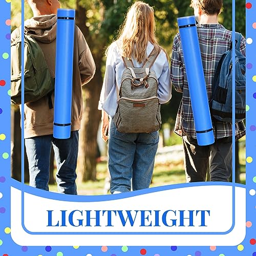 Image of Ireer 6 Pcs Expandable Poster Tube with Strap for Documents Artwork Container Poster Transport Map Holder Tube Blueprint Storage Carrying Case for Architect Teacher Student 24.5'' to 40'' (Blue)
