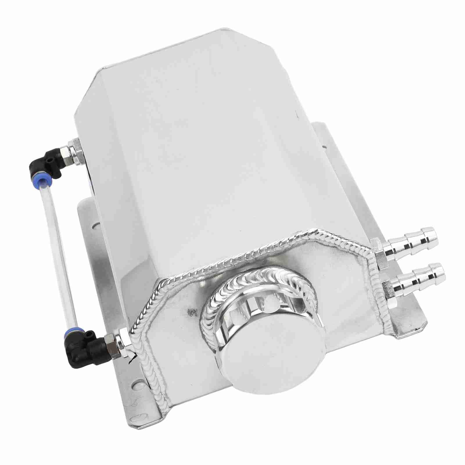 Serbatoio di troppopieno del liquido refrigerante in lega di alluminio, capacità 2 litri, serbatoio universale per radiatore (Argento)