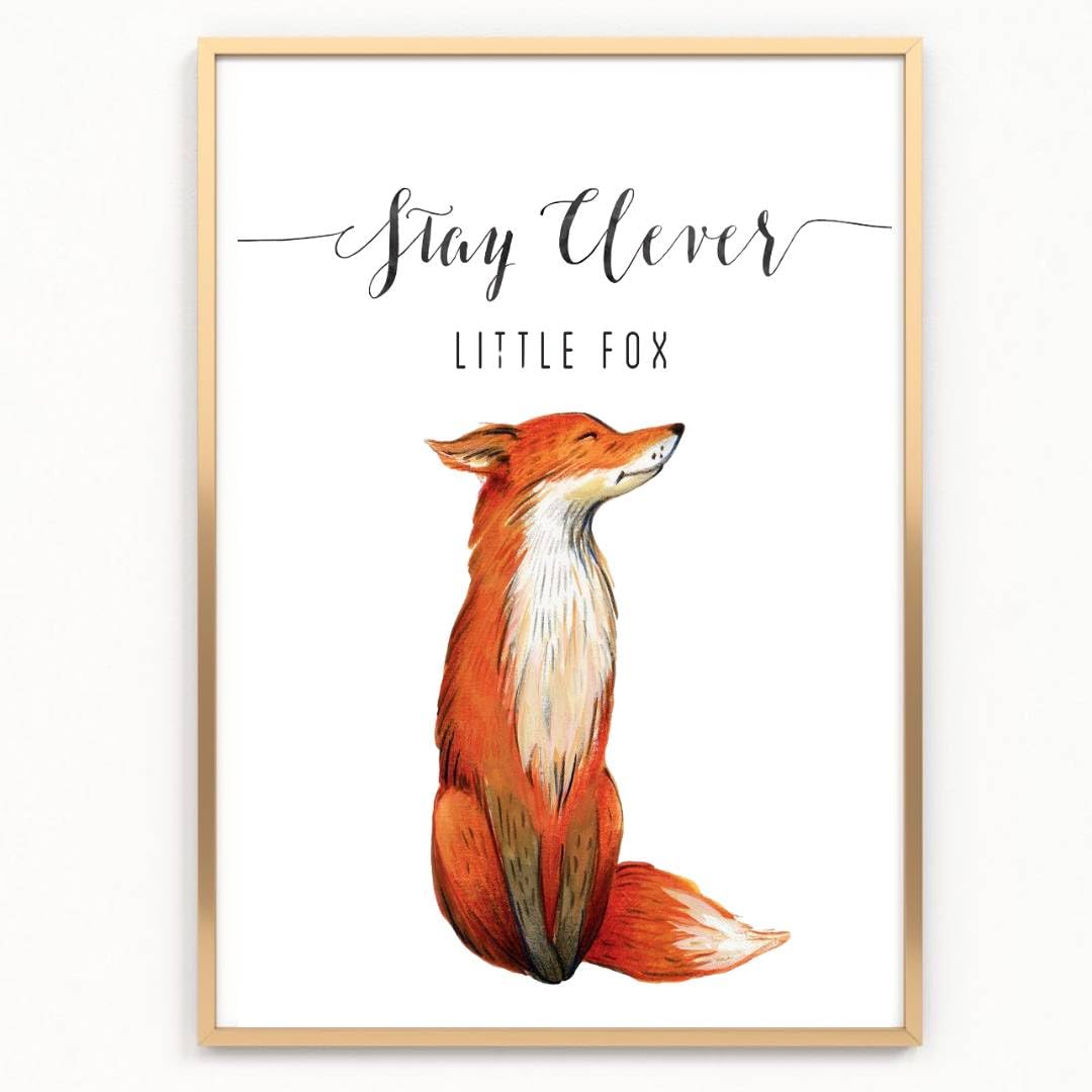 Gfc Black White Stay Clever Little Fox Animal Print Picture Poster A4 Unframed Wall Art Home Decor Decorating Nursery