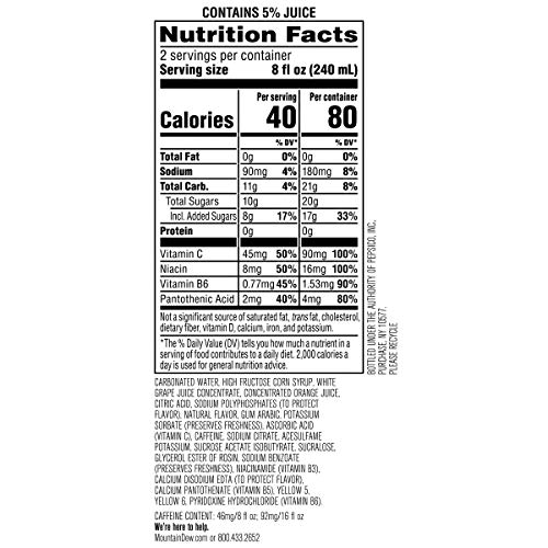 Mountain Dew Kickstart, Orange Citrus, 92mg Caffeine, Vitamins B & C, 80 Calories, 5% Juice, 16 Fl Oz (Pack of 12) - Thumbnail 3