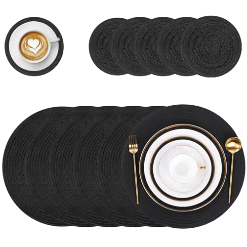 Pauwer Round Placemats and Coasters Set of 6