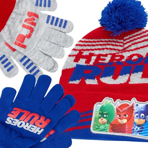 Image of PJ Masks Winter Hat and 2 Pair of Gloves or Mittens Set (Age 2-7)