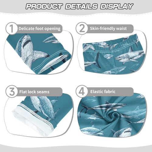 Grey White Shark Girls Leggings Kids Yoga Pants Dance Active Tights 4T3