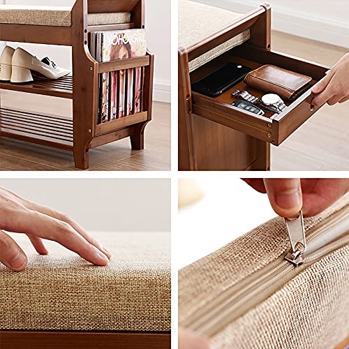 Banc de rangement rustique et étagère chaussures pivotante pour optimiser l'entrée - 7