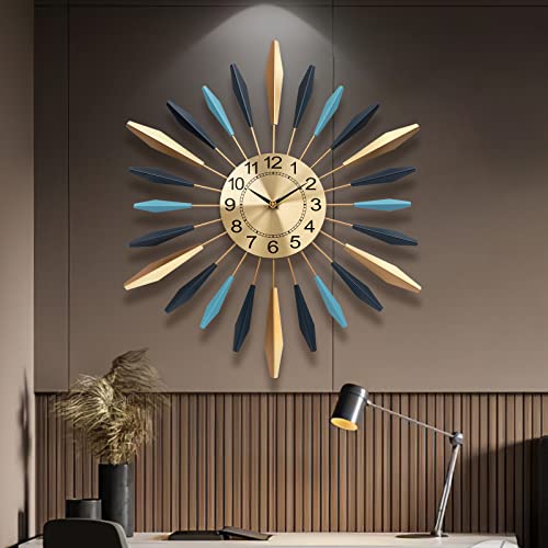 Large Wall Clock Metal Mid Century Decorative Wall Clock for Living