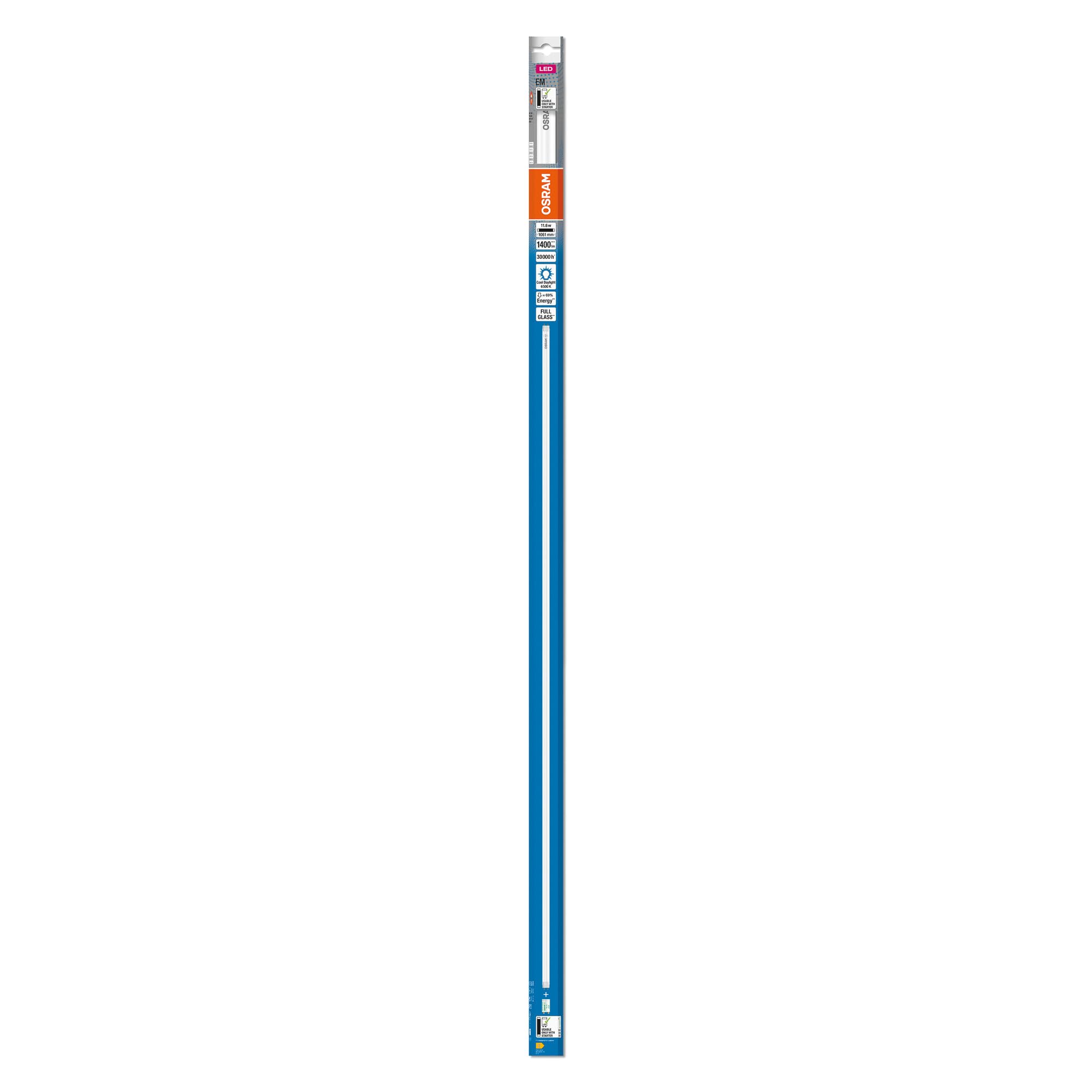 Osram LED TUBE T8 38 EM 1050 mm, lineare LED-Röhre, 11,6W, 1400lm, 6500K, tageslichtweißes Licht, LED-Ersatz für T8-Leuchtstoffröhren mit G13-Sockel, lange Lebensdauer, energiesparend,8-Pack