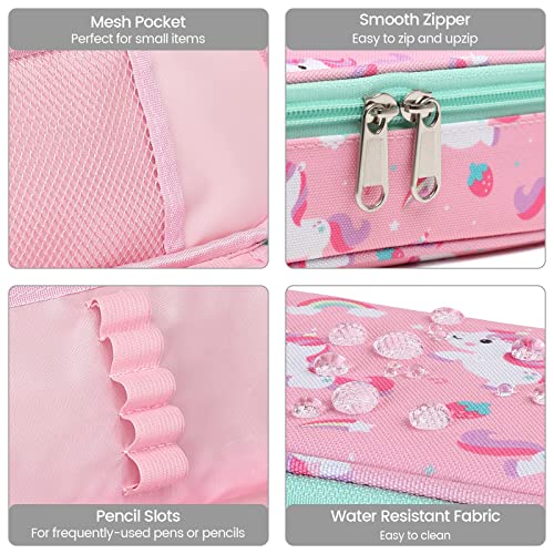 Image of Cambond Pencil Case for Girls - Large Capacity Multi-slot Kids Pencil Pouch Holder for School, Long-lasting Cute Pencil Box for Girls Kids, Pink Unicorns