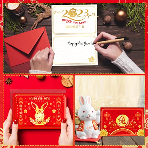 Facraft Happy Chinese New Year Card 2023 Year Of The Rabbit Greeting Cards With Envelope,Happy Chinese Lunar New Year Card Spring Festival Gifts Card For Kids Family Friends #TOP4