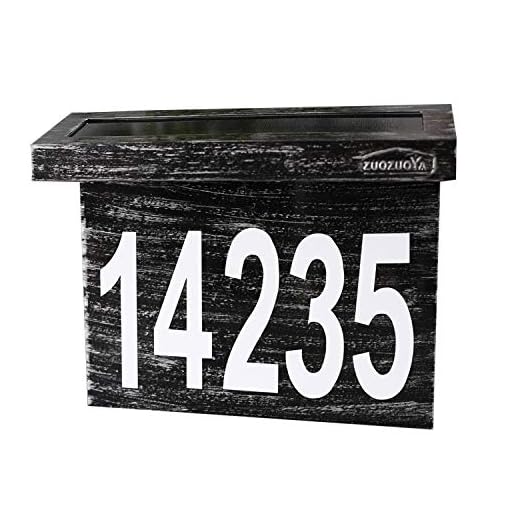 Solar House Numbers Light - Aluminum Address Sign for House or Yard - 6 LED Light up House Numbers at Night - Waterproof Metal Plaque Outdoor Lights