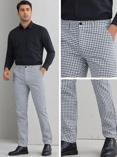 Lars Amadeus Plaid Dress Pants for Men's Flat Front Straight Fit Formal Business Long Suit Pants Checked Trousers4