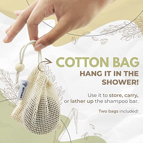 Airnex Black Rice Water Shampoo Bar - Proprietary Blend Of Fermented Rice Water, Argan Oil & Murumuru Butter For Hair Growth Moisture & Shine - Set Of Two Bars + Cotton Bags - Vegan All Natural Shampoo Bar Sulfate Free (4.04 Oz) #TOP2