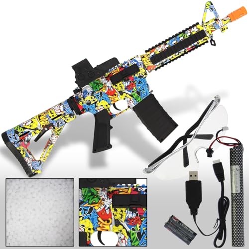 GELSOFT Gel Ball Blaster Gun Fully Automatic Rifle With 25m Range In Graffiti 10,000 Ammo M4A1
