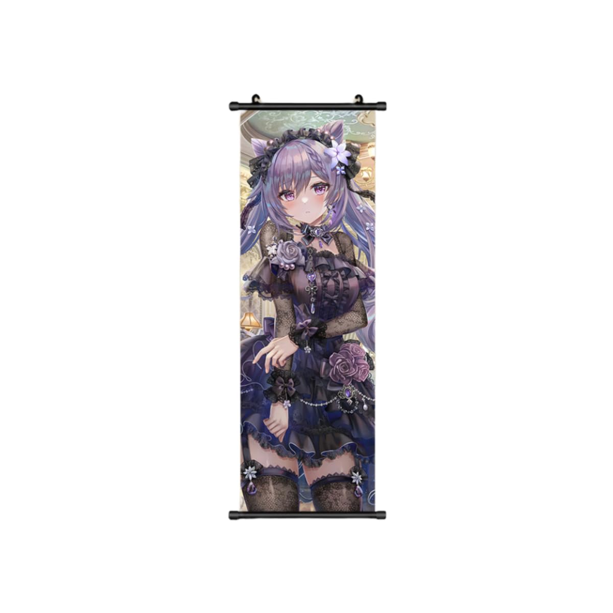 Hanaiette 1PC Genshin Impact Character dress Scroll Poster Wall Hanging Forged Cloth Painting (Keqing)