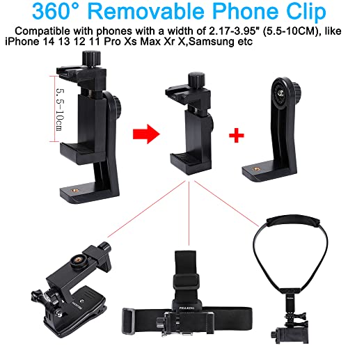 Image of PellKing Phone First-Person Perspective Shooting Mounting,Accesssory Kit with Chest Mount /Head Strap /Neck Holder /Backpack Strap Mount,for iPhone Samsung Oneplus and GoPro Action Camera More