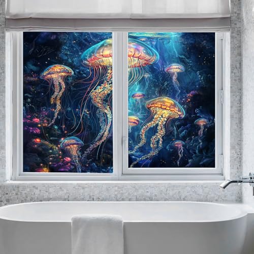 Película de vinilo adhesiva para ventana con diseño medusas acuarela miniatura 4