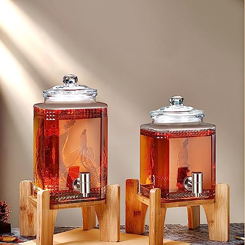 Wasserspender aus Glas mit Zapfhahn und Abdeckung – 3L/5L/7,5L Getränkespender für kalte Getränke, ideal für Büro und Camping