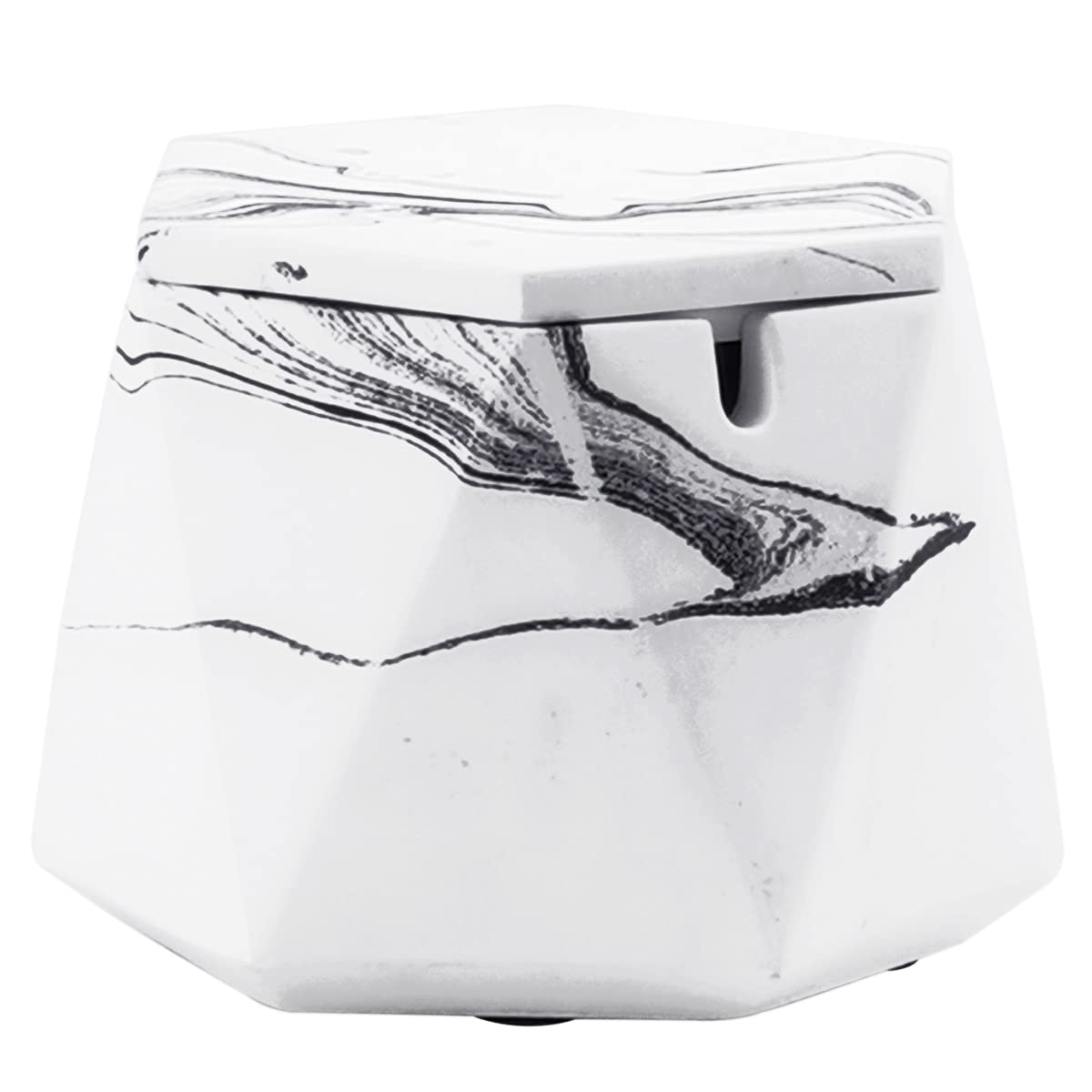 FREELOVE Concrete Ashtray with Lid & Stainless Steel Ashtrays for Cigarettes, Cement Ash Tray Weed Smoking Holder Indoor Smokeless Outdoor Windproof Patio Home Office Cool Decor, White Marble B-image-40