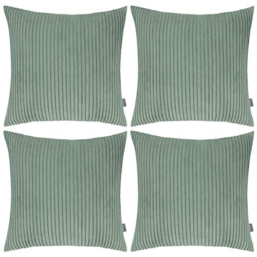 Thmyo 4 Pack decoratieve kussensloop, gestreepte zachte Corduroy kussensloop voor slaapbank slaapbank 18x18 inch 45x45 cm (alleen over), geen invoegen