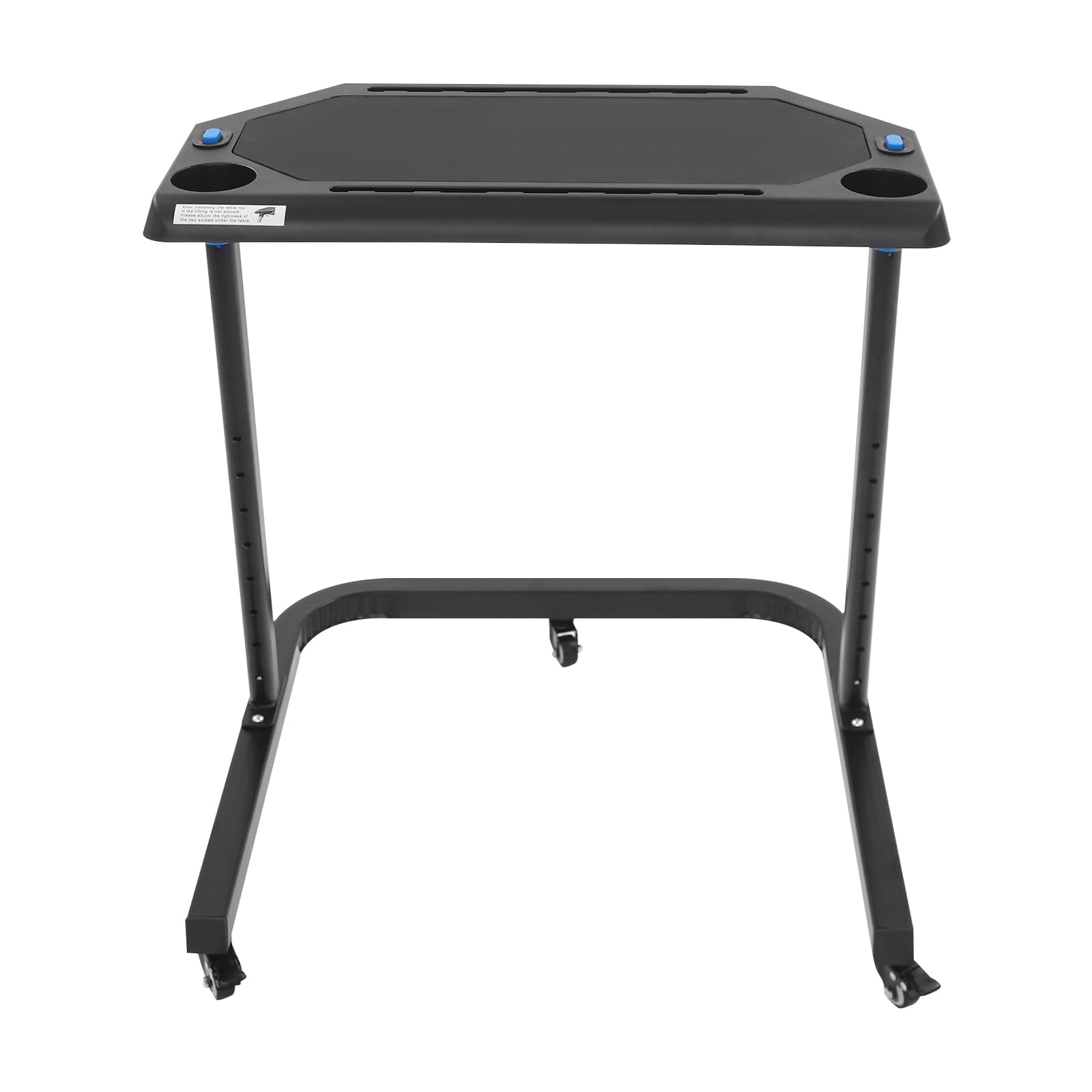 Stół do treningu na kółkach z regulacją wysokości (82-120 cm) – biurko rowerowe do użytku wewnątrz i bieżni, mobilny stolik pod laptopa z 3 rolkami i silikonową matą antypoślizgową, stabilny stół