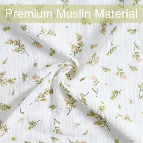 Image of Meracorallo Muslin Swaddle Blanket, 100% Cotton Receiving Blanket Soft and Breathable Swaddle Wrap for Baby Boys and Girls, Flower