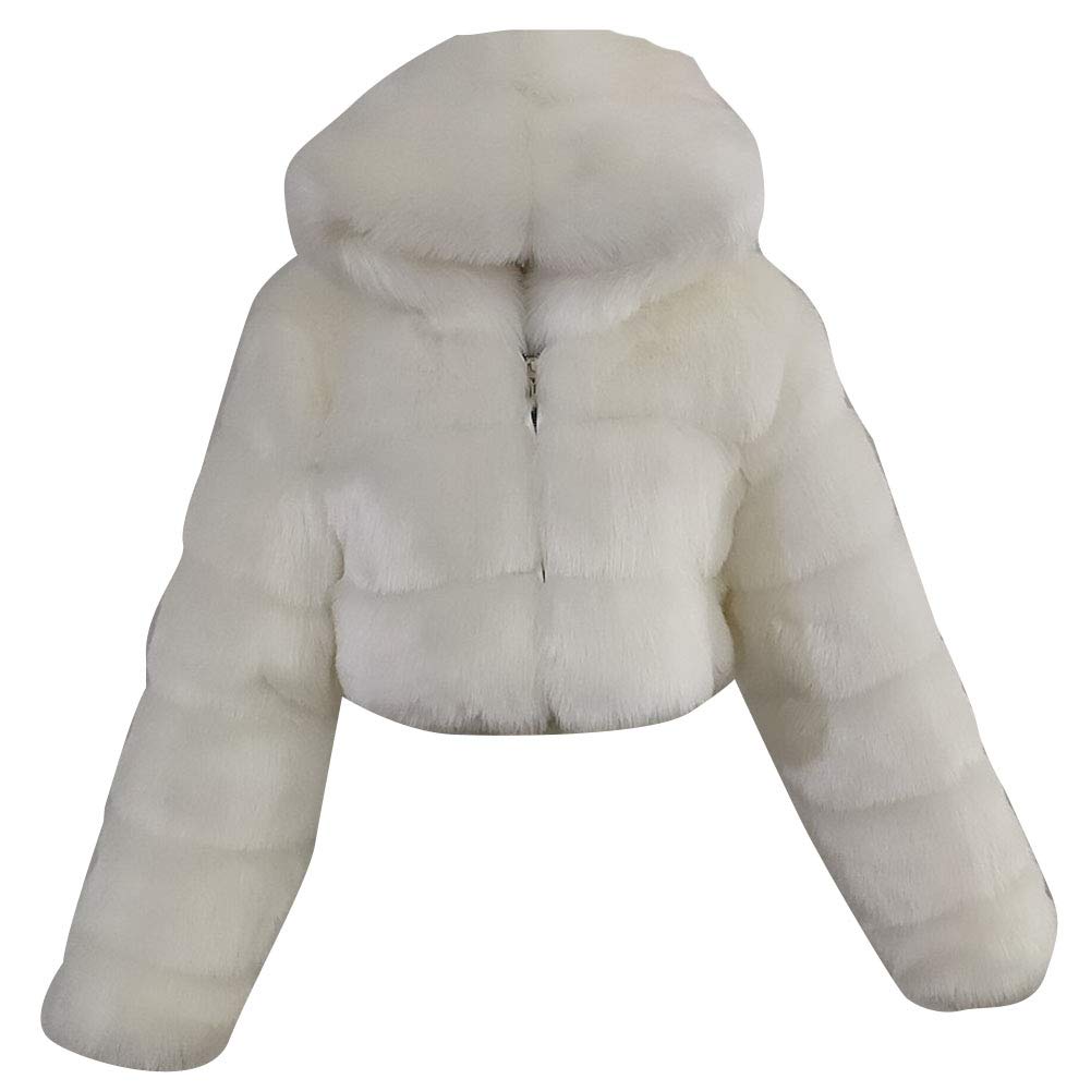 IQYU Kunstbont jas dames lange bontjas bontjas gewatteerde bontjas lange mouwen bontjas winter elegante warme bontjas faux fur cardigan bontjas gewatteerde jas winterjas jas met capuchon, grijs, L