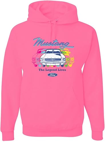 Wild Bobby Ford Mustang Neon Vintage Muscle Car Legend Lives Cars and Trucks - Sudadera con capucha unisex