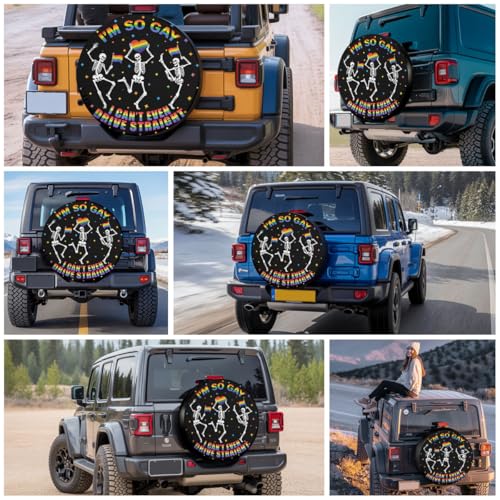 Image of GENANY Skeleton Skull Father's Day PVC Spare Tire Cover for RV Trailer, Waterproof, Size 15 Fits 27-29 Inch