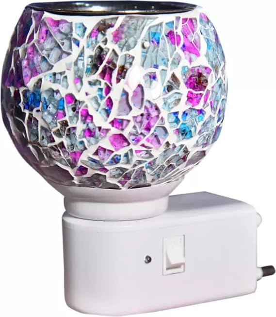 KRIVIYA glass Electric Aroma Diffuser, Kapoor dani, Night Lamp, Premium Home Decor Lamp, Soothing Fragrance Ambience by Using Kapoor, Laung, Essential Oil, for Home,Office Model- (Pink M-26)