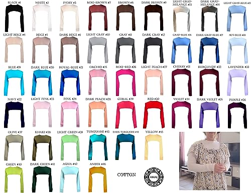 AMAL MUSLIM. Arm. Hijab. Cotton Islamic Shoulder. Long Sleeve. Cover Bolero. USA. Model B7.3