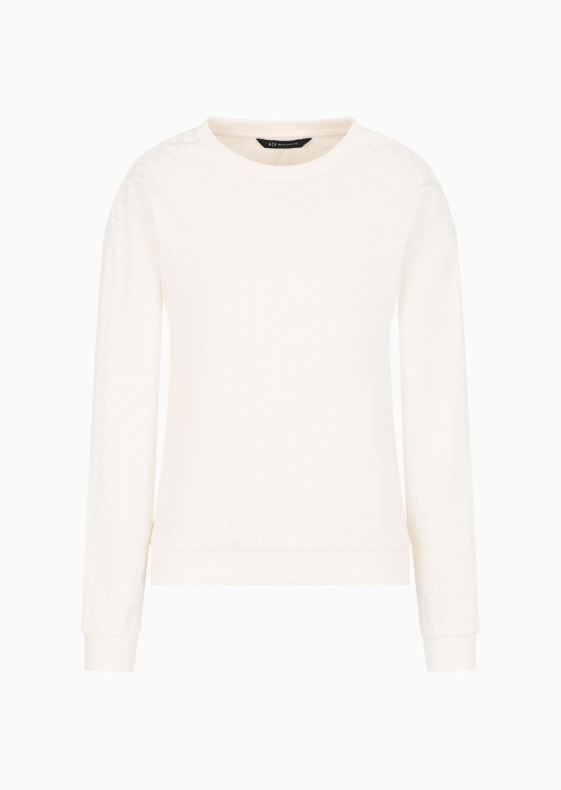 Armani Exchange Sudadera de algodón de Rizo francés para Mujer con Logotipo All Over AX, ISO, S