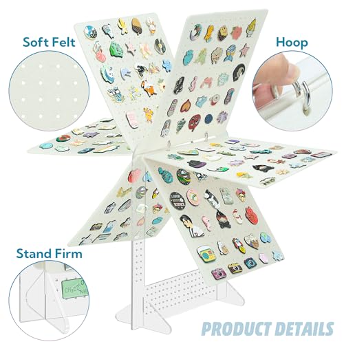 Image of Pacmaxi Enamel Pin Display Organizers, Brooch Pin Holder, 6 Pin Display Pages for Store 250+ Pins, Pin Collection Storage Calendar (Not Include Any Accessories)