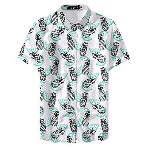 Morbuy 3D Camisa Hawaiana, Hombre Manga Corta Casual Unisex 3D Camisas Playa Tops Estampada Funny Hawaii Shirt (XL,Piña)