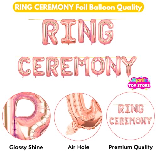Image of Ring Ceremony Banner Rose Gold for Engagement Wedding Home Boys Girls Men Women Foil Balloon Decoration Decor Celebration