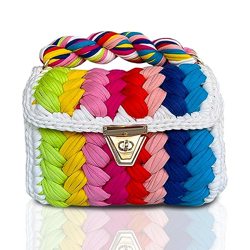 Image of Evening Clutch Bag for Women, Handmade Crochet Wedding Party Purse, Small Flap Formal Crossbody Handbag Evening Clutch