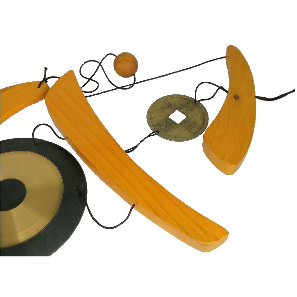 lachineuse – Windspiel mit Gong – Holz- und Metallspiel – chinesisches japanisches Metallspiel – ideal für draußen, drinnen, Garten – asiatische Zen-Feng-Shui-Atmosphäre